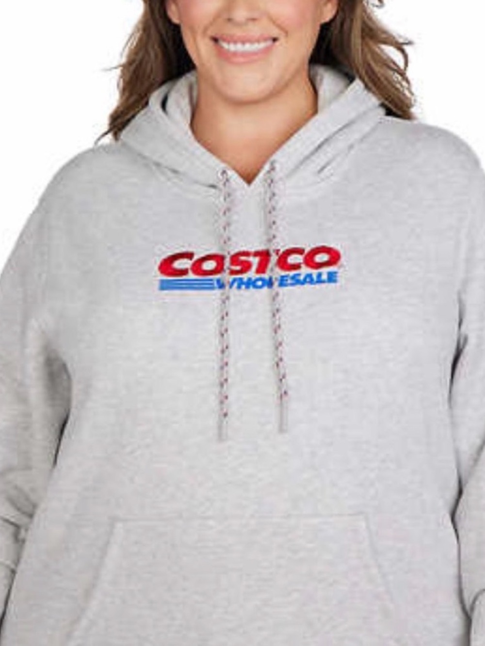 NEW WITH TAGS Costco Unisex embroidered hoodie Women Large Men Medium grey gray